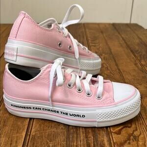 Women’s  or Kids Converse Pink Canvas lug sole custom Sneakers